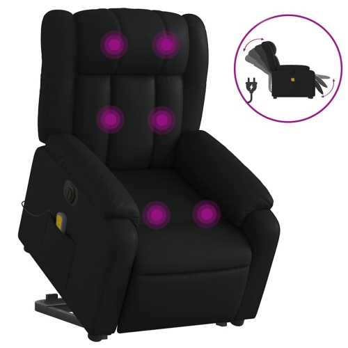 Fauteuil de massage inclinable électrique en similicuir noir de vidaXL