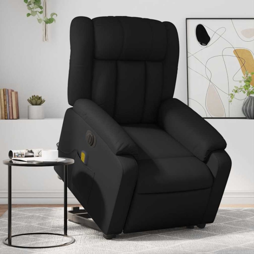 Fauteuil de massage inclinable électrique en similicuir noir de vidaXL