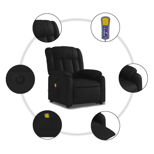 Fauteuil de massage inclinable électrique en similicuir noir de vidaXL
