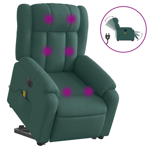 Fauteuil de massage inclinable électrique en tissu vert foncé de vidaXL