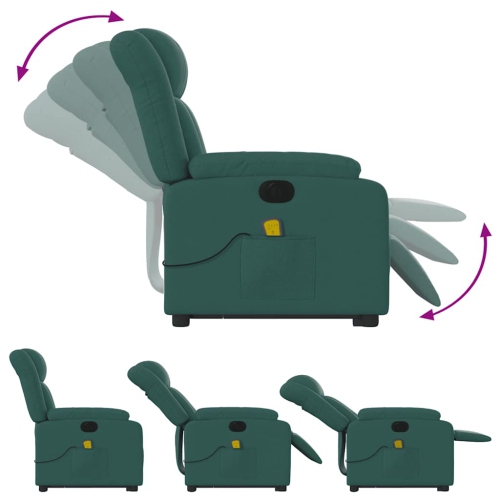 Fauteuil de massage inclinable électrique en tissu vert foncé de vidaXL