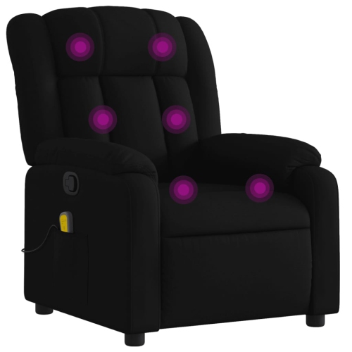 Fauteuil de massage inclinable en tissu noir vidaXL