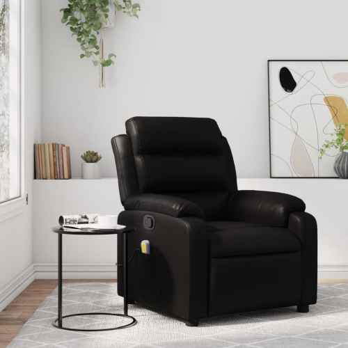 Fauteuil de massage inclinable en similicuir noir vidaXL