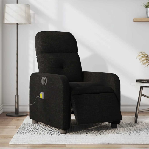 Fauteuil de massage inclinable électrique en tissu noir de vidaXL