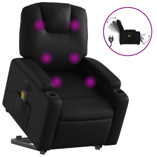 Fauteuil de massage inclinable électrique en similicuir noir de vidaXL