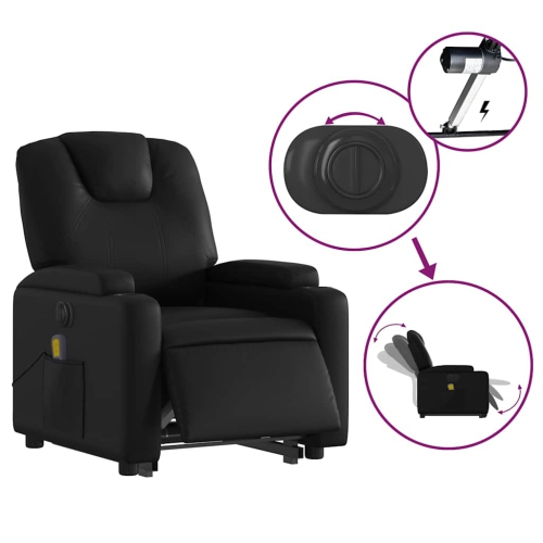 Fauteuil de massage inclinable électrique en similicuir noir de vidaXL
