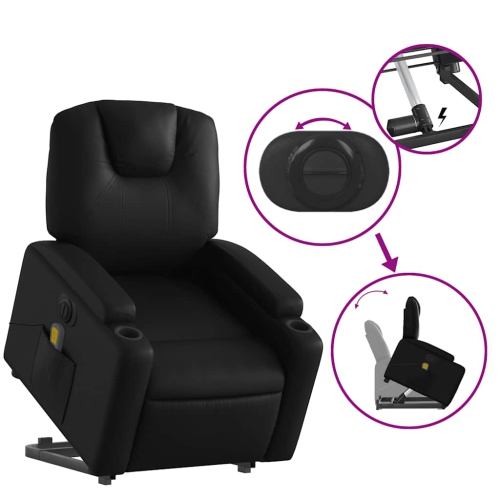 Fauteuil de massage inclinable électrique en similicuir noir de vidaXL