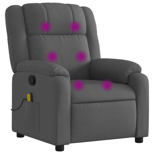 vidaXL Massage Recliner Chair Dark Grey Fabric
