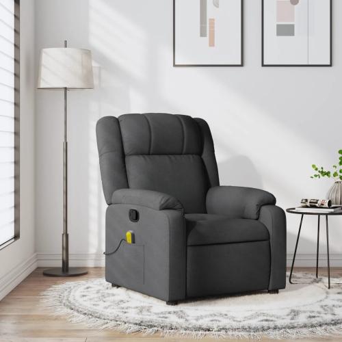 vidaXL Massage Recliner Chair Dark Grey Fabric