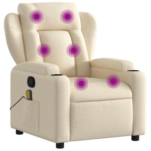 Fauteuil de massage inclinable en tissu crème de vidaXL