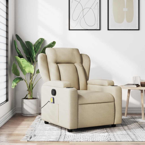 Fauteuil de massage inclinable en tissu crème de vidaXL