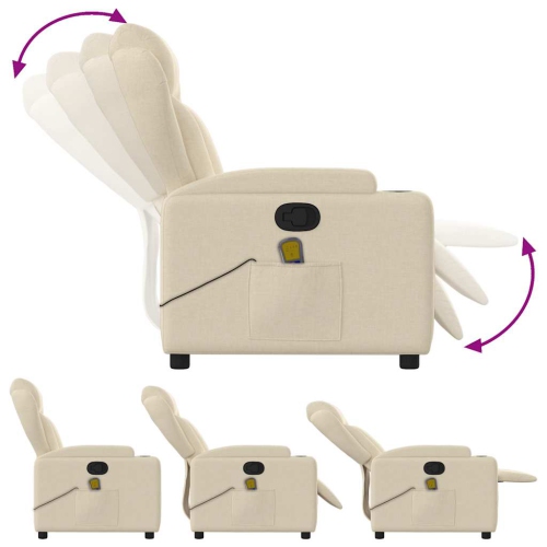 Fauteuil de massage inclinable en tissu crème de vidaXL