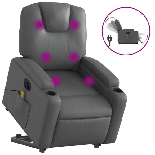 Fauteuil de massage inclinable électrique en similicuir gris de vidaXL
