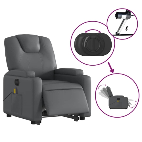 Fauteuil de massage inclinable électrique en similicuir gris de vidaXL