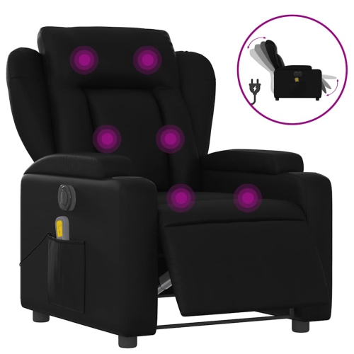 Fauteuil de massage inclinable électrique en similicuir noir vidaXL