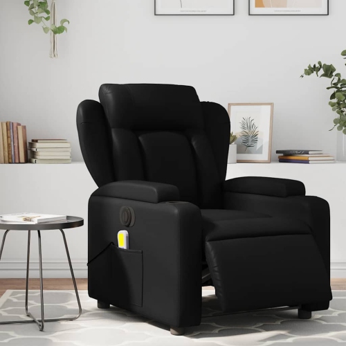 Fauteuil de massage inclinable électrique en similicuir noir vidaXL