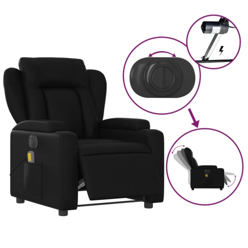 Fauteuil de massage inclinable électrique en similicuir noir vidaXL