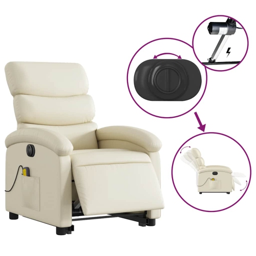 vidaXL Electric Stand up Massage Recliner Chair Cream Faux Leather