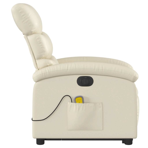 vidaXL Electric Stand up Massage Recliner Chair Cream Faux Leather