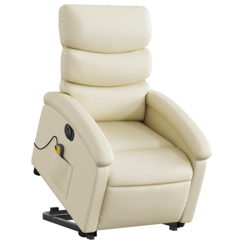 vidaXL Electric Stand up Massage Recliner Chair Cream Faux Leather