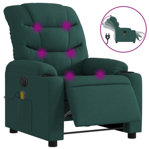 VIDAXL  Electric Massage Recliner Chair Dark Fabric In Green