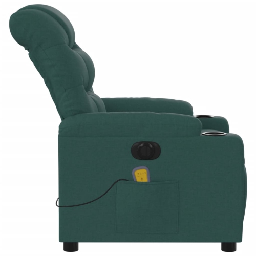 vidaXL Electric Massage Recliner Chair Dark Green Fabric