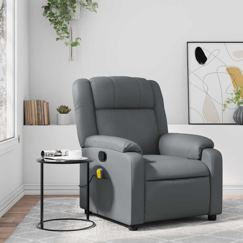 vidaXL Massage Recliner Chair Grey Faux Leather