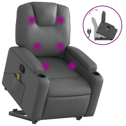 Fauteuil de massage inclinable en similicuir gris VidaXL