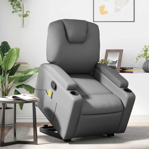 Fauteuil de massage inclinable en similicuir gris VidaXL