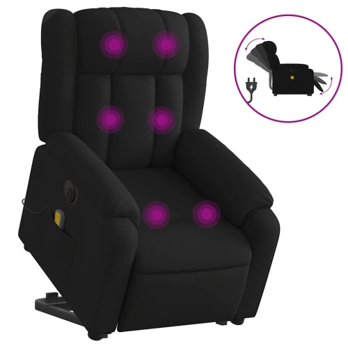 vidaXL Electric Stand up Massage Recliner Chair Black Fabric
