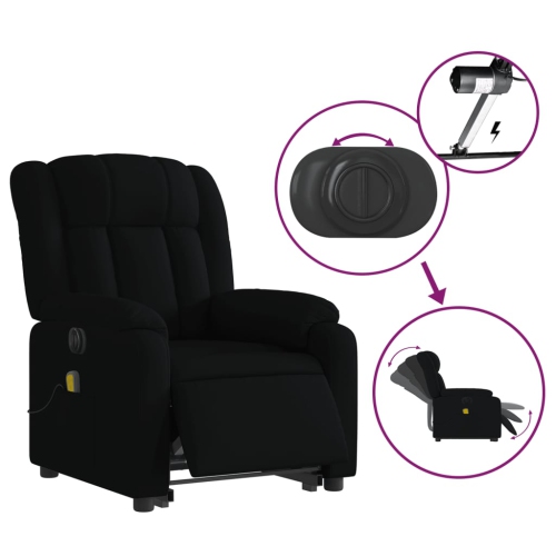vidaXL Electric Stand up Massage Recliner Chair Black Fabric