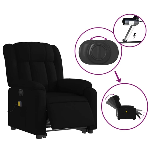 vidaXL Electric Stand up Massage Recliner Chair Black Fabric