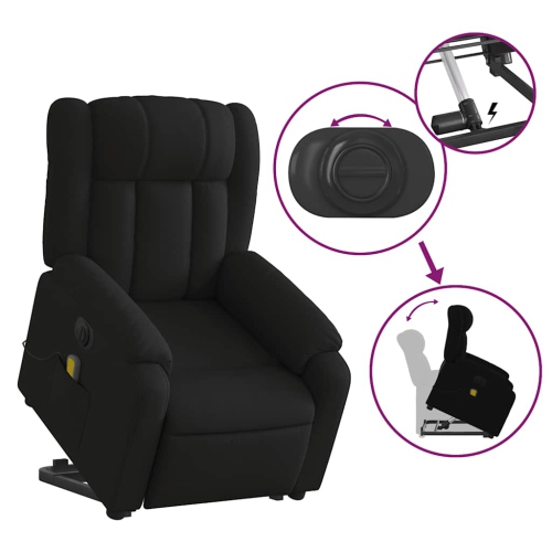 vidaXL Electric Stand up Massage Recliner Chair Black Fabric