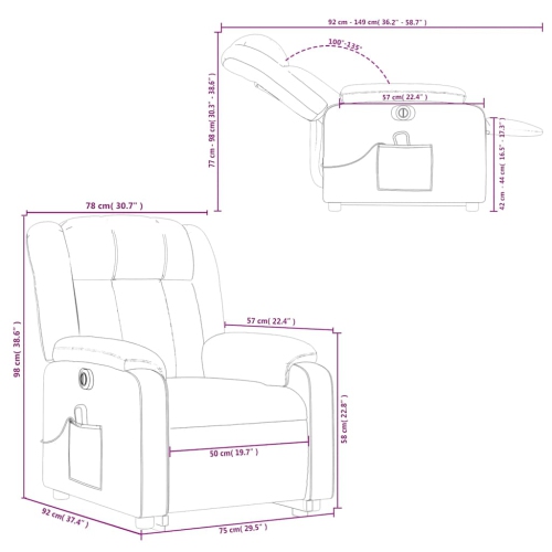 vidaXL Electric Stand up Massage Recliner Chair Black Fabric
