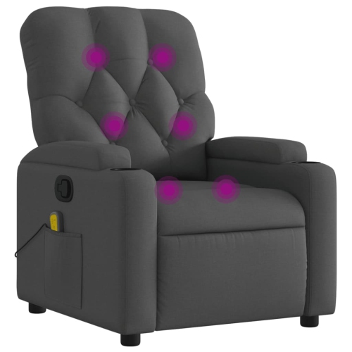 Fauteuil de massage inclinable en tissu gris foncé vidaXL
