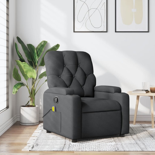 Fauteuil de massage inclinable en tissu gris foncé vidaXL