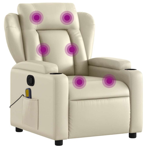 Fauteuil de massage inclinable en similicuir crème de vidaXL