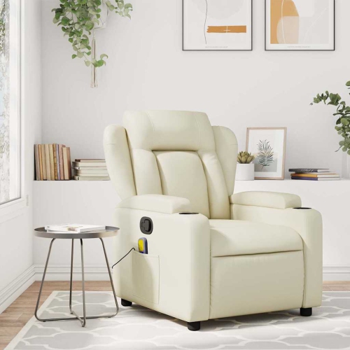 Fauteuil de massage inclinable en similicuir crème de vidaXL