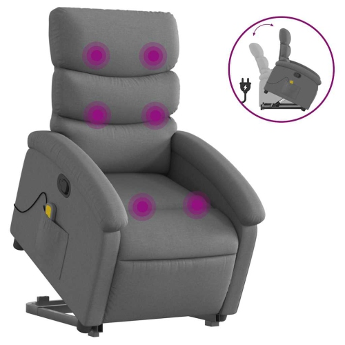 Fauteuil de massage inclinable en tissu gris foncé VidaXL