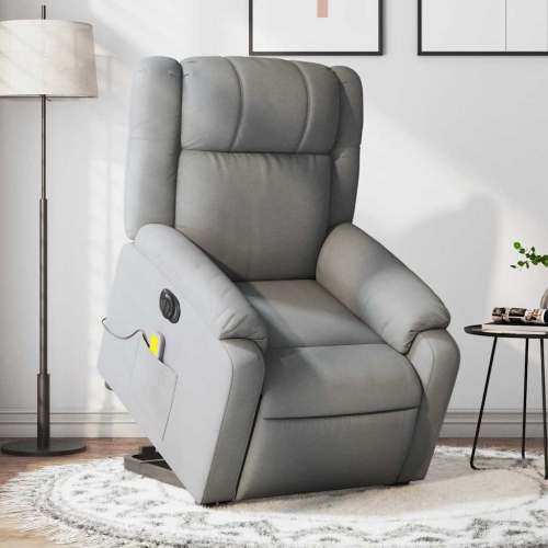 Fauteuil de massage inclinable électrique en tissu gris pâle de vidaXL