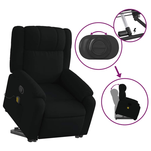 vidaXL Stand up Massage Recliner Chair Black Fabric