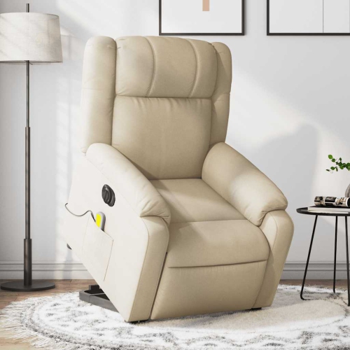 Fauteuil de massage inclinable électrique en tissu crème de vidaXL