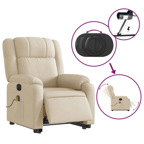 Fauteuil de massage inclinable électrique en tissu crème de vidaXL