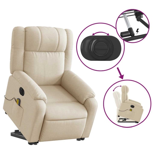 Fauteuil de massage inclinable électrique en tissu crème de vidaXL