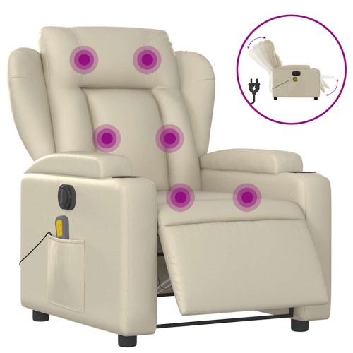 Fauteuil de massage inclinable électrique en similicuir crème de vidaXL