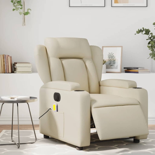 Fauteuil de massage inclinable électrique en similicuir crème de vidaXL