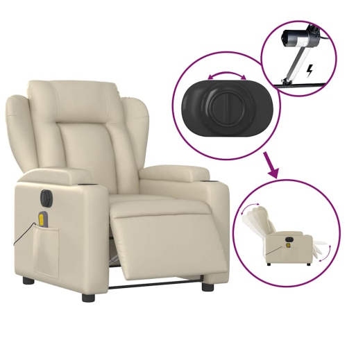 Fauteuil de massage inclinable électrique en similicuir crème de vidaXL