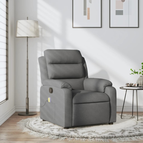 Fauteuil de massage inclinable en tissu gris foncé vidaXL