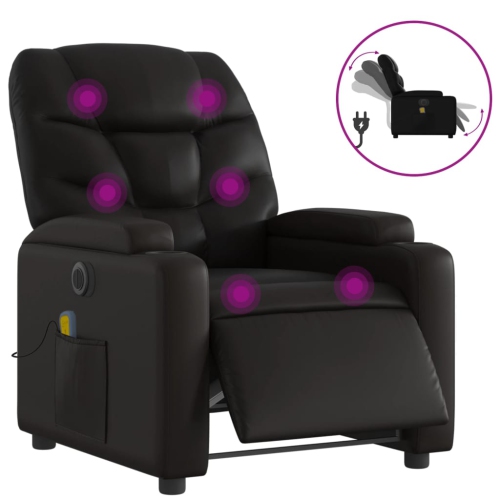 Fauteuil de massage inclinable électrique en similicuir noir vidaXL