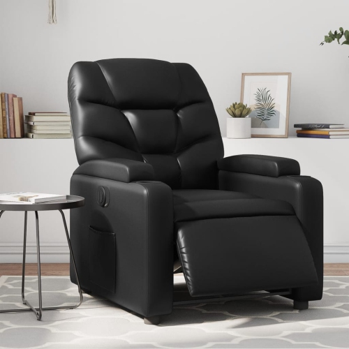 Fauteuil de massage inclinable électrique en similicuir noir vidaXL